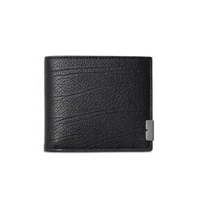 Burberry Men's Black Hipfold Granny Leatherv B-cut Bi-fold Wallet One Size